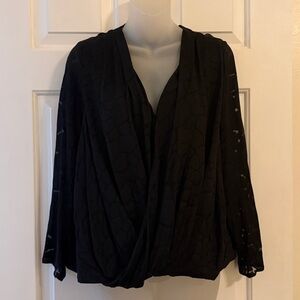 Marie Oliver Deep V-Neck Silk Blend Blouse, Sheer Arms, Cheetah Print, sz Small